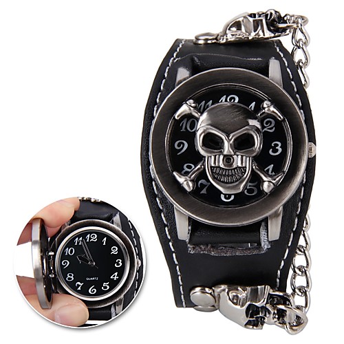 

Men's Wrist Watch Digital Black Casual Watch Cool Analog Skull Fashion - Black