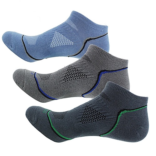 фото Компрессионные носки носки до щиколотки спортивные носки / спортивные носки носки для велоспорта муж. велоспорт дышащий 3 пары в полоску хлопок темно-серый серый синий один размер / эластичная Lightinthebox