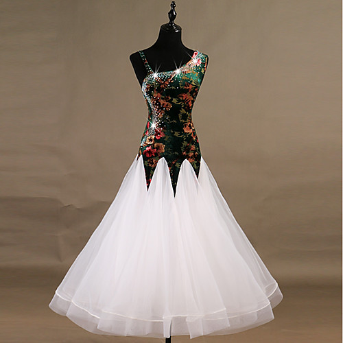 

Ballroom Dance Dresses Women's Performance Spandex / Organza Pattern / Print / Crystals / Rhinestones Sleeveless Dress