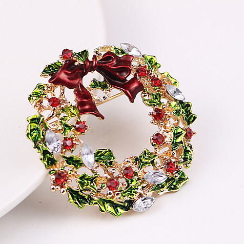

Women's AAA Cubic Zirconia Brooches Classic Horse Flower Classic Cartoon Cute Brooch Jewelry Green / Red For Christmas Daily