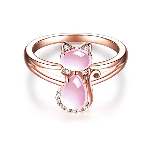 

Women's Ring 1pc Rose Gold Copper Rose Gold Plated Ladies Cartoon Gift Jewelry Stylish Cat Lovely