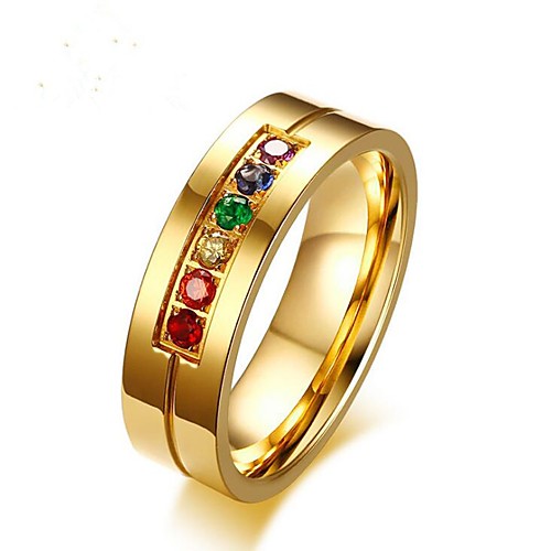 

Men's Midi Ring Cubic Zirconia 1pc Gold Titanium Steel Circle Fashion Wedding Gift Jewelry Classic