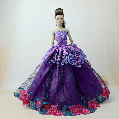 

Doll Dress Dresses For Barbiedoll Lace Violet Tulle Lace Cotton Blend Dress For Girl's Doll Toy