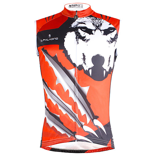 

ILPALADINO Men's Sleeveless Cycling Jersey Red / Silver Wolf Bike Vest / Gilet Jersey Tank Top Mountain Bike MTB Road Bike Cycling Quick Dry Sports Eco-friendly Polyester 100% Polyester Clothing