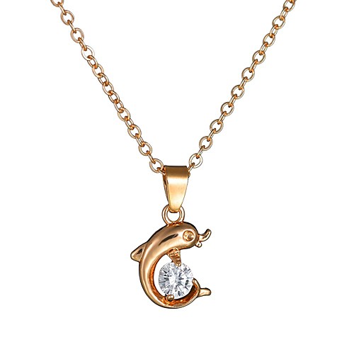 

Women's AAA Cubic Zirconia Charm Necklace Stylish Single Strand Dolphin Ladies Romantic Cute Imitation Diamond Alloy Gold 404.5 cm Necklace Jewelry 1pc For Date Going out