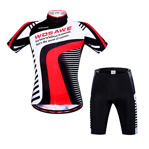 

WOSAWE Men's Women's Short Sleeve Cycling Jersey with Shorts Black / Red Bike Shorts Jersey Padded Shorts / Chamois Breathable 3D Pad Quick Dry Anatomic Design Back Pocket Sports Polyester Spandex
