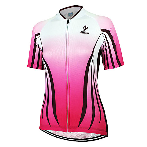 

Arsuxeo Women's Short Sleeve Cycling Jersey Pink Stripes Bike Jersey Top Mountain Bike MTB Road Bike Cycling Breathable Quick Dry Anatomic Design Sports 100% Polyester Clothing Apparel / Stretchy