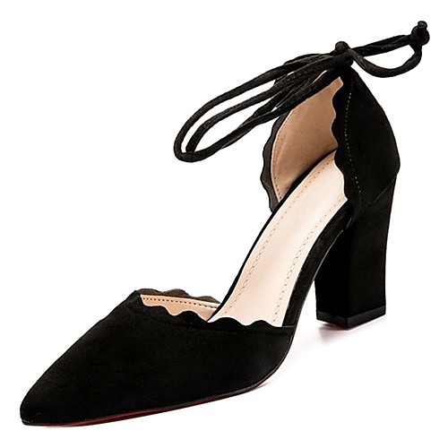 

Жен. Обувь на каблуках Strappy Stacked Heels На толстом каблуке Заостренный носок Полиуретан Осень Черный / Серый / Розовый / Повседневные