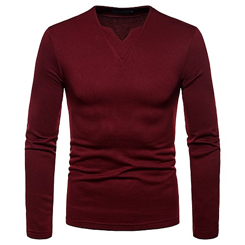

Men's Daily Basic T-shirt - Solid Colored V Neck Black / Long Sleeve