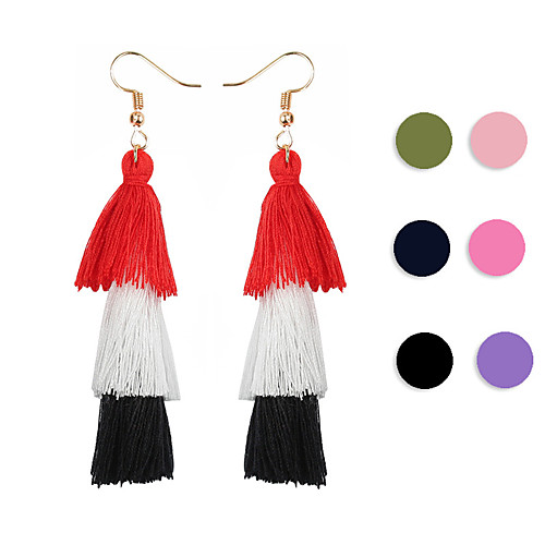 

Women's Drop Earrings Layered Stacking Stackable Creative Ladies Tassel Ethnic Boho Colorful Earrings Jewelry Green / Blue / Pink For Gift Daily Going out 1 Pair