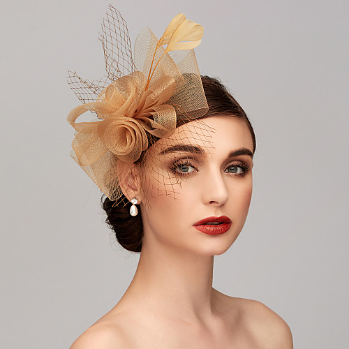 

Перья / Сеть Кентукки дерби шляпа / Fascinators / Головные уборы с Пух / Цветы 1шт Свадьба / Особые случаи Заставка