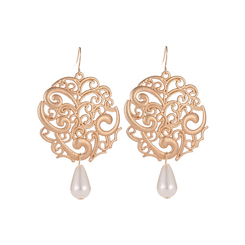 

Women's Drop Earrings Retro Hollow Out Creative Pear Ladies Ethnic Elegant Imitation Pearl Earrings Jewelry Gold / Silver For Daily Holiday 1 Pair