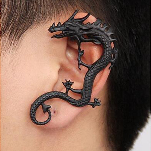 

Men's Ear Cuff Climber Earrings Vintage Style Dragon Asian Punk Earrings Jewelry Black For Street Cosplay Costumes 1pc