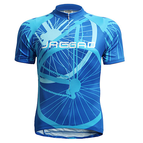 

Jaggad Men's Short Sleeve Cycling Jersey Blue Stripes Bike Jersey Top Mountain Bike MTB Road Bike Cycling Breathable Quick Dry Sports Polyester Elastane Clothing Apparel