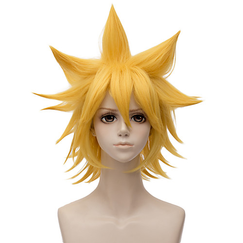 

Wig Accessories Прямой Стиль Ассиметричная стрижка Без шапочки-основы Парик Золотистый Желтый Искусственные волосы 12 дюймовый Муж. Аниме / Косплей Золотистый Парик Короткие Парики для косплей