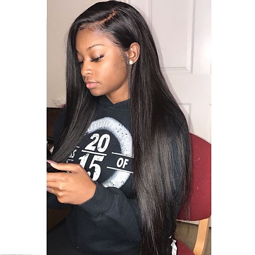 

Remy Human Hair Full Lace Wig Layered Haircut Kardashian style Brazilian Hair Silky Straight Black Wig 130% Density with Baby Hair Natural Hairline For Black Women 100% Hand Tied Women's Long Human