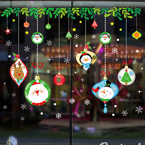 

рождественские мультфильмы оконная пленка&усилитель; наклейки украшения с новым годом / рождественские каникулы / персонаж пвх (поливинилхлорид) наклейка окна / дверная наклейка / прекрасный