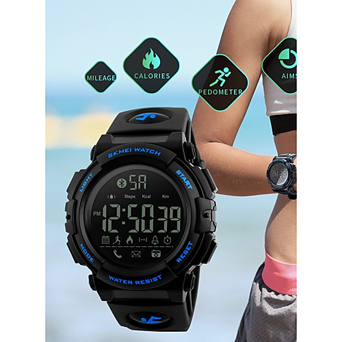 

SKMEI Men's Sport Watch Military Watch Digital Watch Digital Quilted PU Leather Black / Green 50 m Water Resistant / Waterproof Bluetooth Calendar / date / day Digital Luxury Casual - Black Blue
