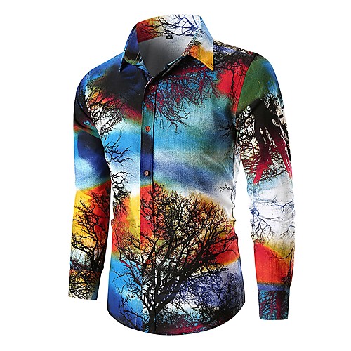 

Men's Daily Basic Cotton Shirt - Color Block Blue / Long Sleeve