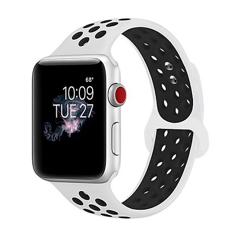 

силикагель Ремешок для часов Ремень для Apple Watch Series 4/3/2/1 Черный / Белый 23см / 9 дюйма 2.1cm / 0.83 дюймы