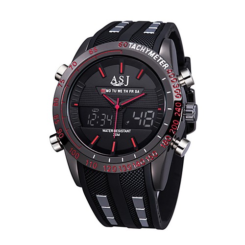 

ASJ Муж. Спортивные часы электронные часы Японский Кварцевый силиконовый Черный 30 m Защита от влаги Календарь Секундомер Аналого-цифровые На каждый день Мода - Красный Синий / Фосфоресцирующий