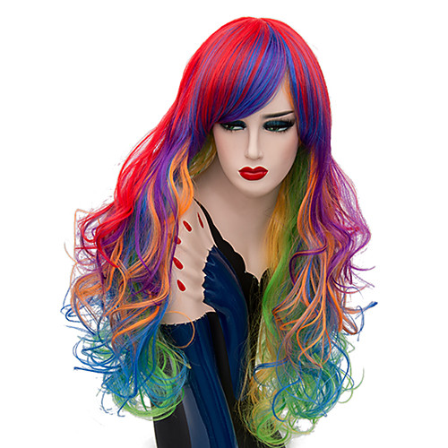 

Cosplay Costume Wig Synthetic Wig Curly Minaj Middle Part Wig Long Rainbow Synthetic Hair 26 inch Women's Fashionable Design Sexy Lady Red Blue