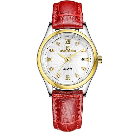 

Women's Wrist Watch Quartz Genuine Leather Black / White / Red Casual Watch Analog Ladies Casual - White / Brown Silver / Red Gold / Red