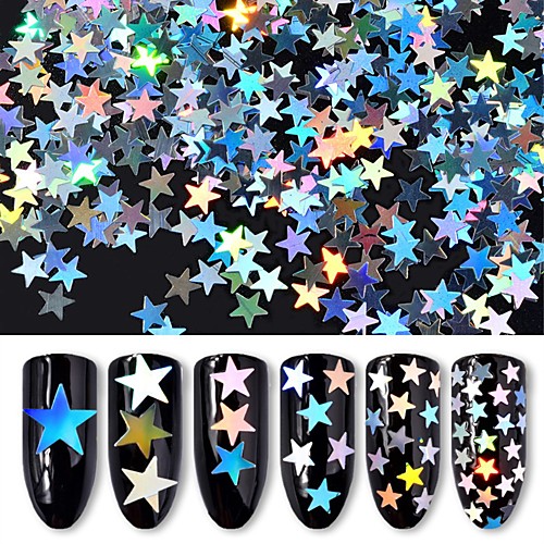 

6 pcs PVC(PolyVinyl Chloride) Nail Kits Glossy Slim design Color Changing Stylish Trendy Christmas Daily Festival Glitter Powder Sequins for Finger Nail Toe Nail