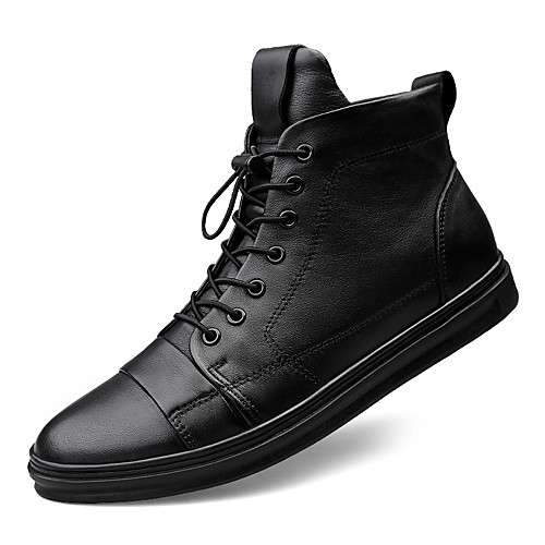 

Men's Leather Shoes Cotton / Cowhide Spring & Summer / Fall & Winter Sneakers Black