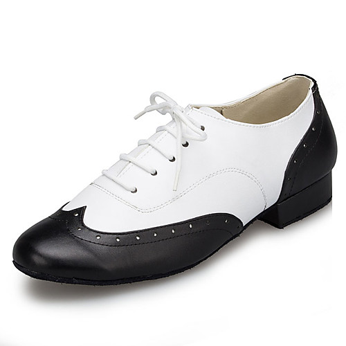 

Муж. Танцевальная обувь Лакированная кожа Обувь для модерна Планка Кроссовки Толстая каблук Черно-белый