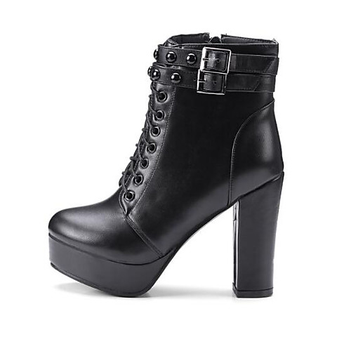 

Жен. Fashion Boots Полиуретан Осень Ботинки На толстом каблуке Закрытый мыс Ботинки Черный / Темно-коричневый