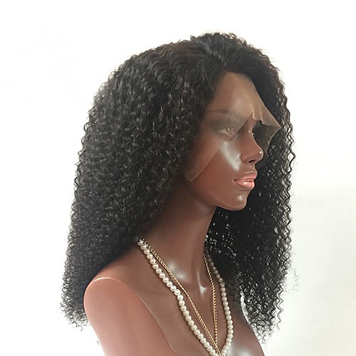

Remy Human Hair Lace Front Wig Layered Haircut Rihanna style Brazilian Hair Kinky Curly Black Wig 180% Density with Baby Hair Natural Hairline African American Wig For Black Women Women's Long Human