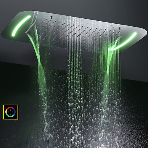 

71x43 cm ванная душевая головка / нержавеющая сталь sus 304 / современный / пузырь распыляющий водопад дождь четыре функции / с ярким светодиодным светом, измененным сенсорной панелью