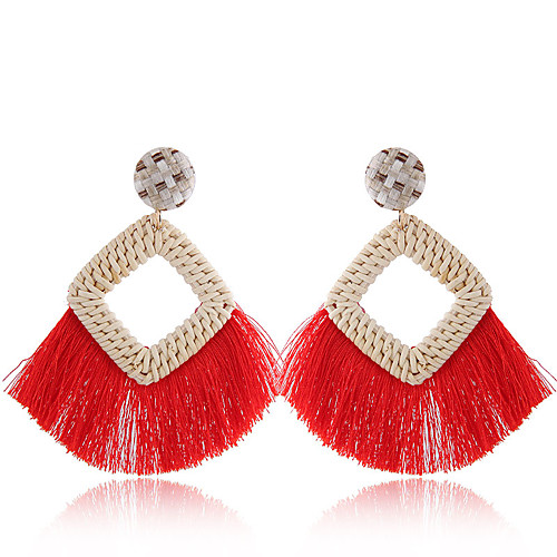 

Women's Drop Earrings Raffia Earrings Braided Ladies Tassel European Ethnic Earrings Jewelry Yellow / Red / Blue For Causal Daily 1 Pair