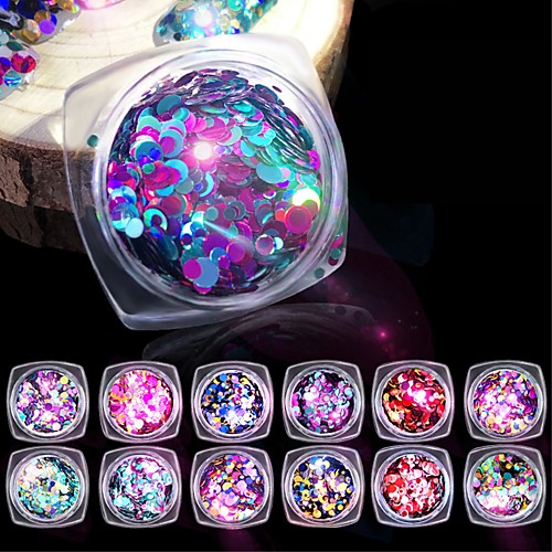 

PVC(PolyVinyl Chloride) Glitter Powder Sequins For Finger Nail Toe Nail Eco-friendly / High Transparency / Slim design Romantic Series Cartoon Series nail art Manicure Pedicure Sweet / French Special