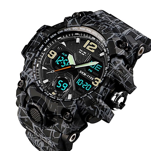 

SKMEI Men's Couple's Military Watch Digital Watch Navy Seal Watch Digital Quilted PU Leather Black 50 m Water Resistant / Waterproof Calendar / date / day Chronograph Analog - Digital Casual Fashion