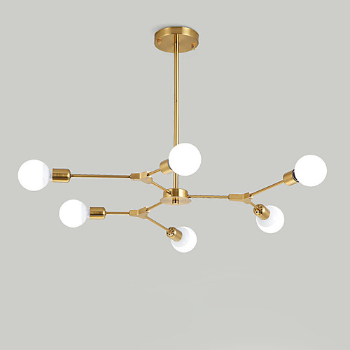 

гальваническая северная европейская люстра 6-голова современные металлические молекулы подвесные светильники гостиная столовая спальня