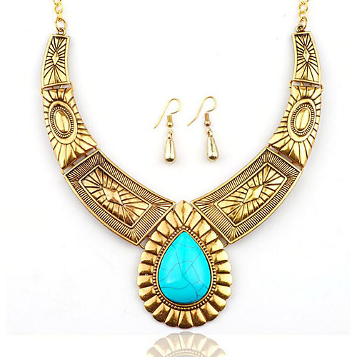 

Women's Turquoise Drop Earrings Statement Necklace Vintage Style Ladies Stylish Unique Design Oversized western style Silver Plated Gold Plated Earrings Jewelry Gold / Silver For Gift Night