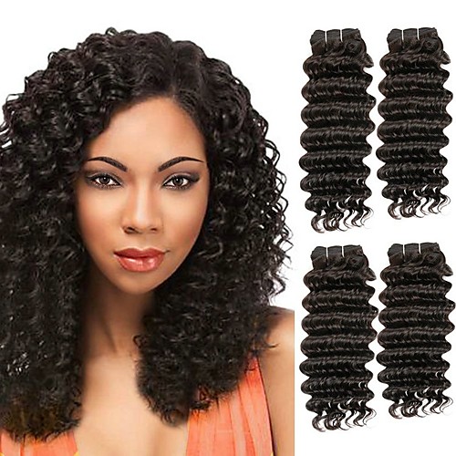 

3 Bundles Eurasian Hair Deep Wave Human Hair Unprocessed Human Hair Natural Color Hair Weaves / Hair Bulk Extension Bundle Hair 8-28 inch Black Natural Color Human Hair Weaves Silky Smooth Best / 8A