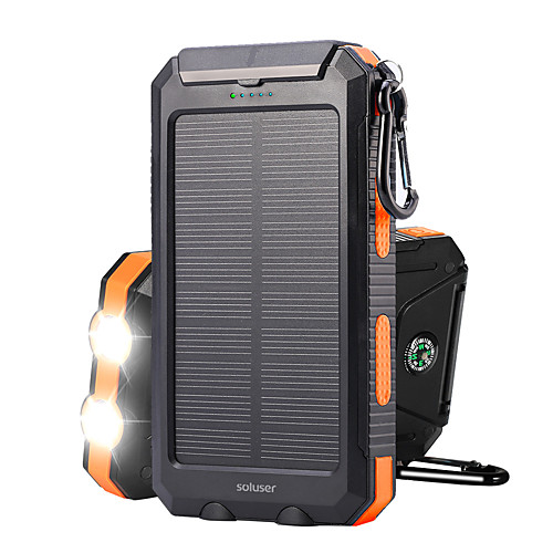фото Солнечная энергия внешний аккумулятор 10000 mah dc 5v водонепроницаемый портативные перезаряжаемый для отдых и туризм охота рыбалка черный / оранжевый lightinthebox