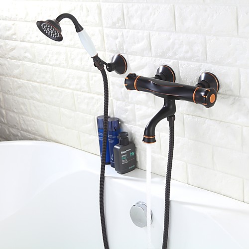 

Смеситель для ванны / Смеситель для ванной - Античный Начищенная бронза Ванна и душ Медный клапан Bath Shower Mixer Taps / Две ручки три отверстия