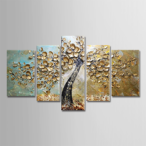 

Oil Painting Hand Painted - Floral / Botanical Modern Stretched Canvas / Five Panels