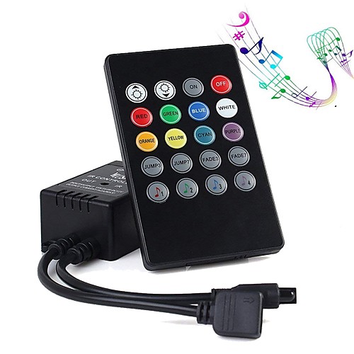 

zdm инфракрасный музыкальный контроллер 20 клавиш и пульт дистанционного управления контроллер датчика звука для 5050 3528 rgb led strip light гибкий dc12-24v