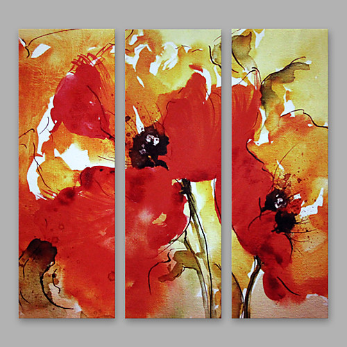 

Oil Painting Hand Painted - Floral / Botanical Modern Stretched Canvas / Three Panels