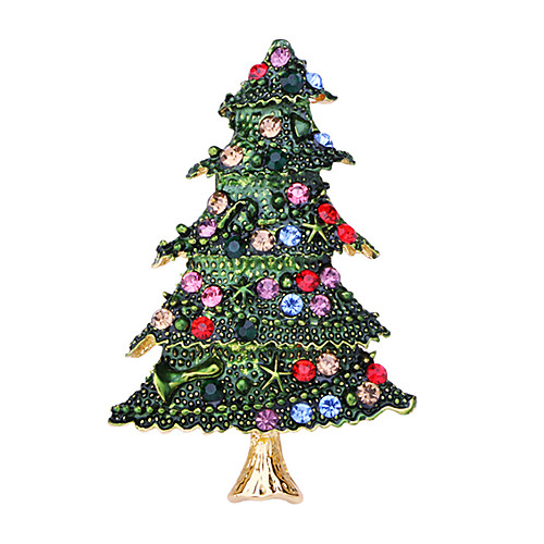

Women's AAA Cubic Zirconia Brooches Classic Santa Suits Christmas Tree Classic Cartoon Cute Brooch Jewelry Green For Christmas Daily