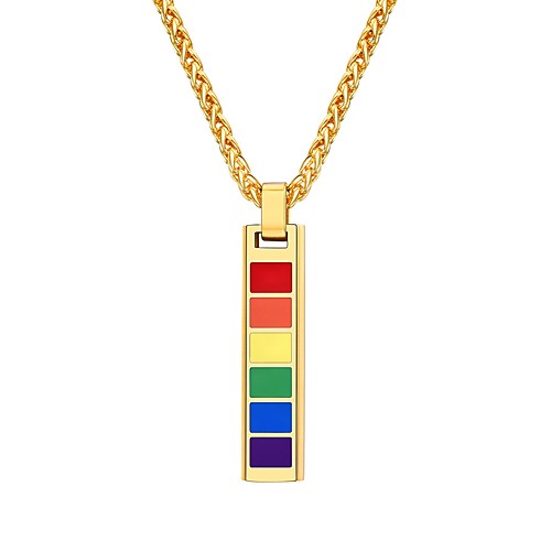 

Men's Pendant Necklace Fancy Rainbow Fashion Stainless Steel Gold Black Silver 55 cm Necklace Jewelry 1pc For Gift Daily