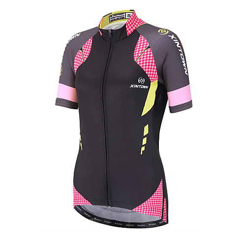 

XINTOWN Women's Short Sleeve Cycling Jersey Black / Pink Polka Dot Plus Size Bike Top Mountain Bike MTB Road Bike Cycling Breathable Quick Dry Back Pocket Sports Terylene Clothing Apparel / Stretchy