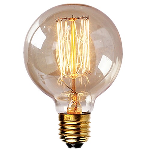 

1 шт. Старинные лампочки Эдисона со спиральной нитью накала 40 Вт с регулируемой яркостью E27 G95 круглый шар большой античный светло-золотой отделкой янтарь промышленного дизайна