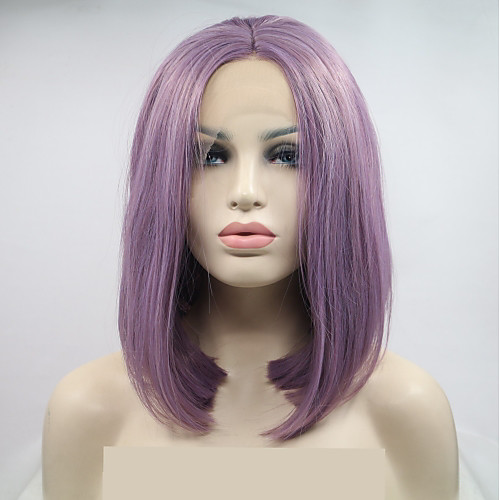 

Синтетические кружевные передние парики Loose Curl Стиль Стрижка боб Лента спереди Парик Фиолетовый Темно-лиловый: Искусственные волосы 12 дюймовый Жен. Женский Фиолетовый Парик Средняя длина Sylvia