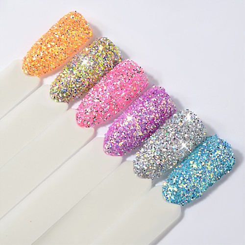 

6 pcs PVC(PolyVinyl Chloride) Mini Style Classic High Transparency Sweet Lolita Korean Special Occasion Daily Festival Glitter Powder Sequins for Finger Nail Toe Nail
